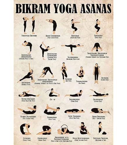 Amazon.com: ExbeRt Decoration Room Bikram Yoga Asanas Vintage